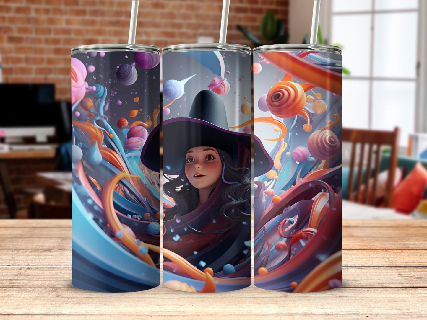 3d witch thinking 20oz skinny tumbler - Premium tumbler from MyDesigns - Just $26.95! Shop now at Lees Krazy Teez