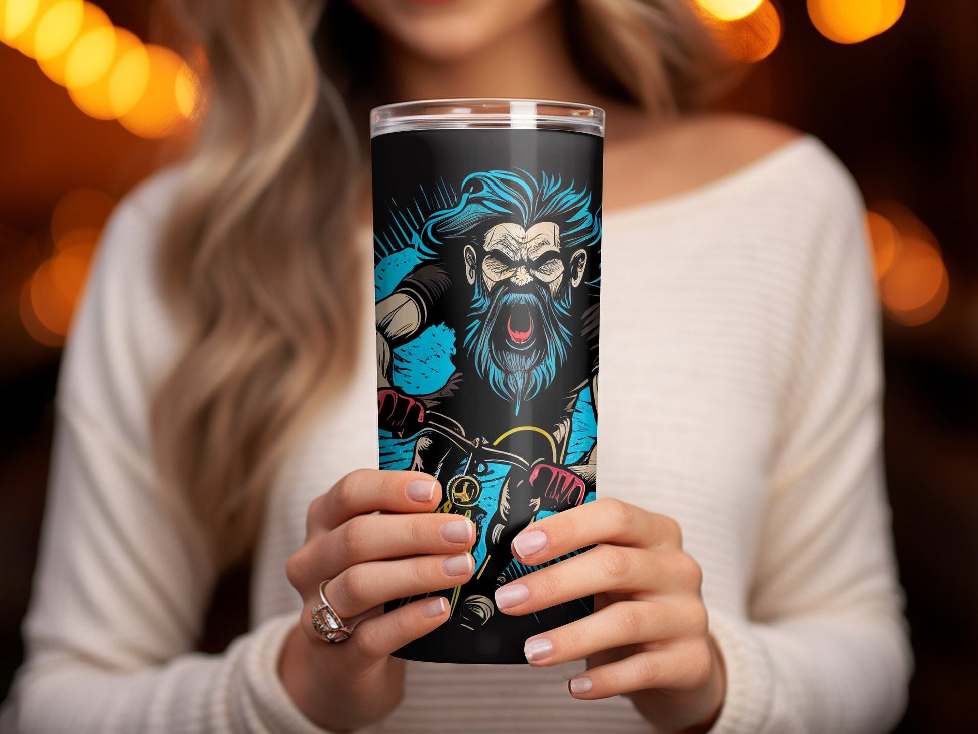 Badass riding a bike 20oz awesome skinny tumbler - Premium tumbler from MyDesigns - Just $29.95! Shop now at Lees Krazy Teez