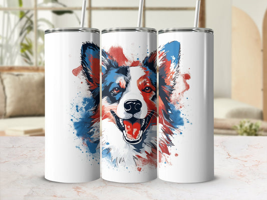 Colorful dog splash art 3d skinny tumbler - Premium tumbler from MyDesigns - Just $26.95! Shop now at Lees Krazy Teez