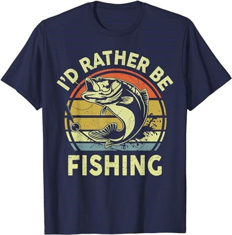 Funny Bass Fish Dad I'd Rather Fishing T-Shirt - Premium t-shirt from MyDesigns - Just $19.95! Shop now at Lees Krazy Teez