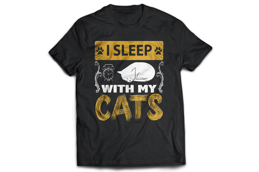 I sleep with my cats Mens Women's Unisex t-shirt - Premium t-shirt from MyDesigns - Just $17.95! Shop now at Lees Krazy Teez