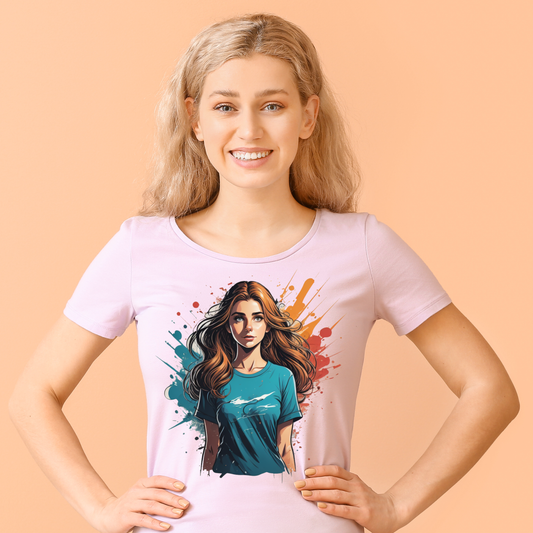 beautiful aesthetic girl cartoon background splash t shirt - Premium t-shirt from Lees Krazy Teez - Just $21.95! Shop now at Lees Krazy Teez