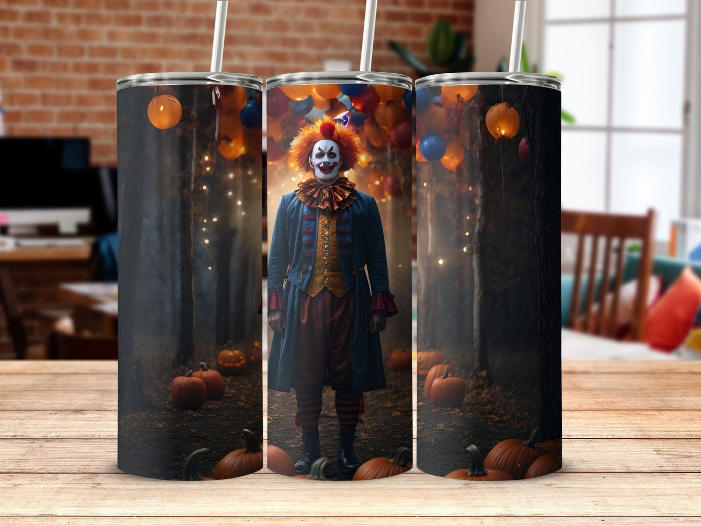 Scary Evil clown horror 20oz skinny sublimation tumbler - Premium tumbler from MyDesigns - Just $29.95! Shop now at Lees Krazy Teez