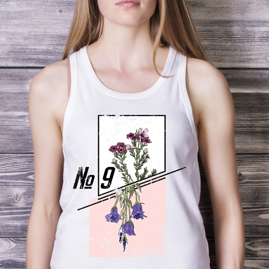 No 9 vector decor flowers Women's tank top - Premium t-shirt from MyDesigns - Just $21.95! Shop now at Lees Krazy Teez