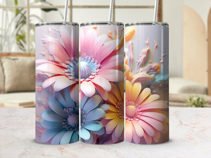 3D Pastel Flowers 20 Oz 20oz skinny tumbler - Premium tumbler from MyDesigns - Just $29.95! Shop now at Lees Krazy Teez