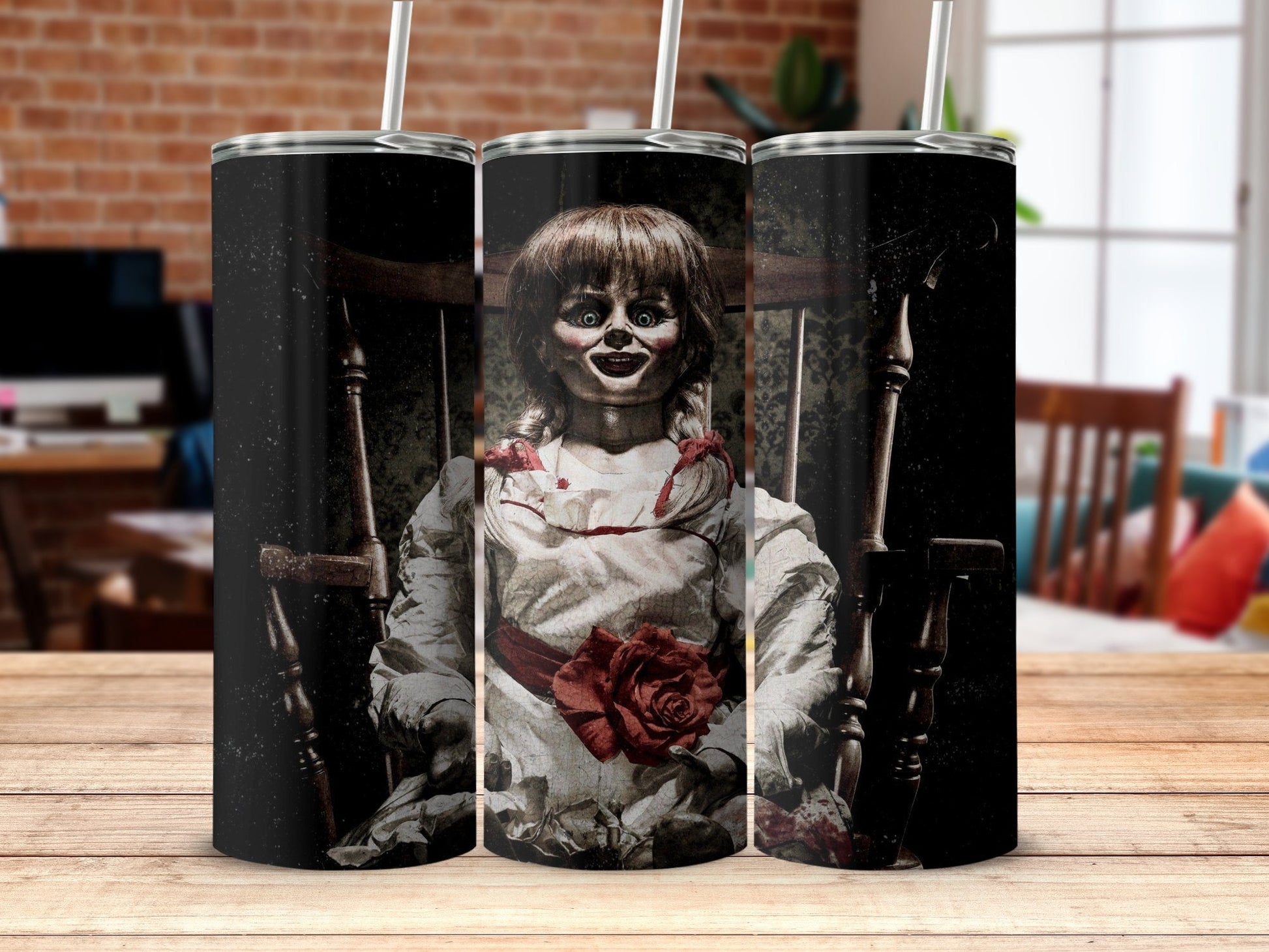 3d Annabella Halloween horror 20oz tumbler skinny tumbler - Premium tumbler from MyDesigns - Just $26.95! Shop now at Lees Krazy Teez