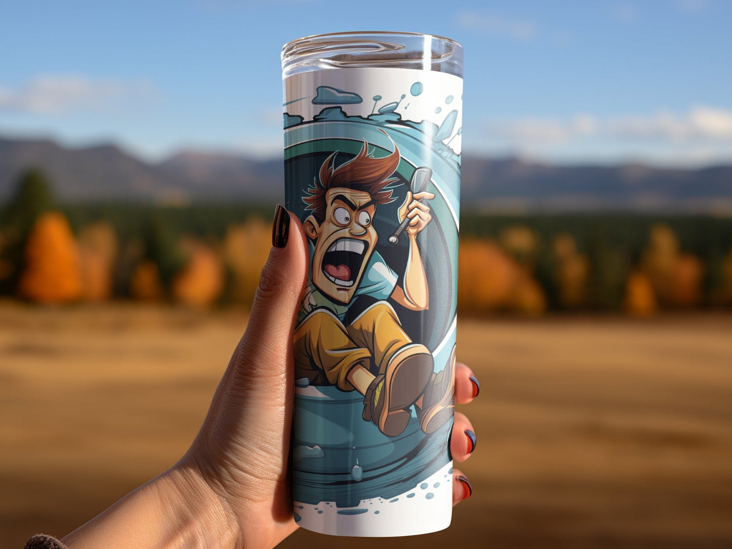3d plummer being flushed down the toilet tumbler - Premium tumbler from MyDesigns - Just $29.95! Shop now at Lees Krazy Teez