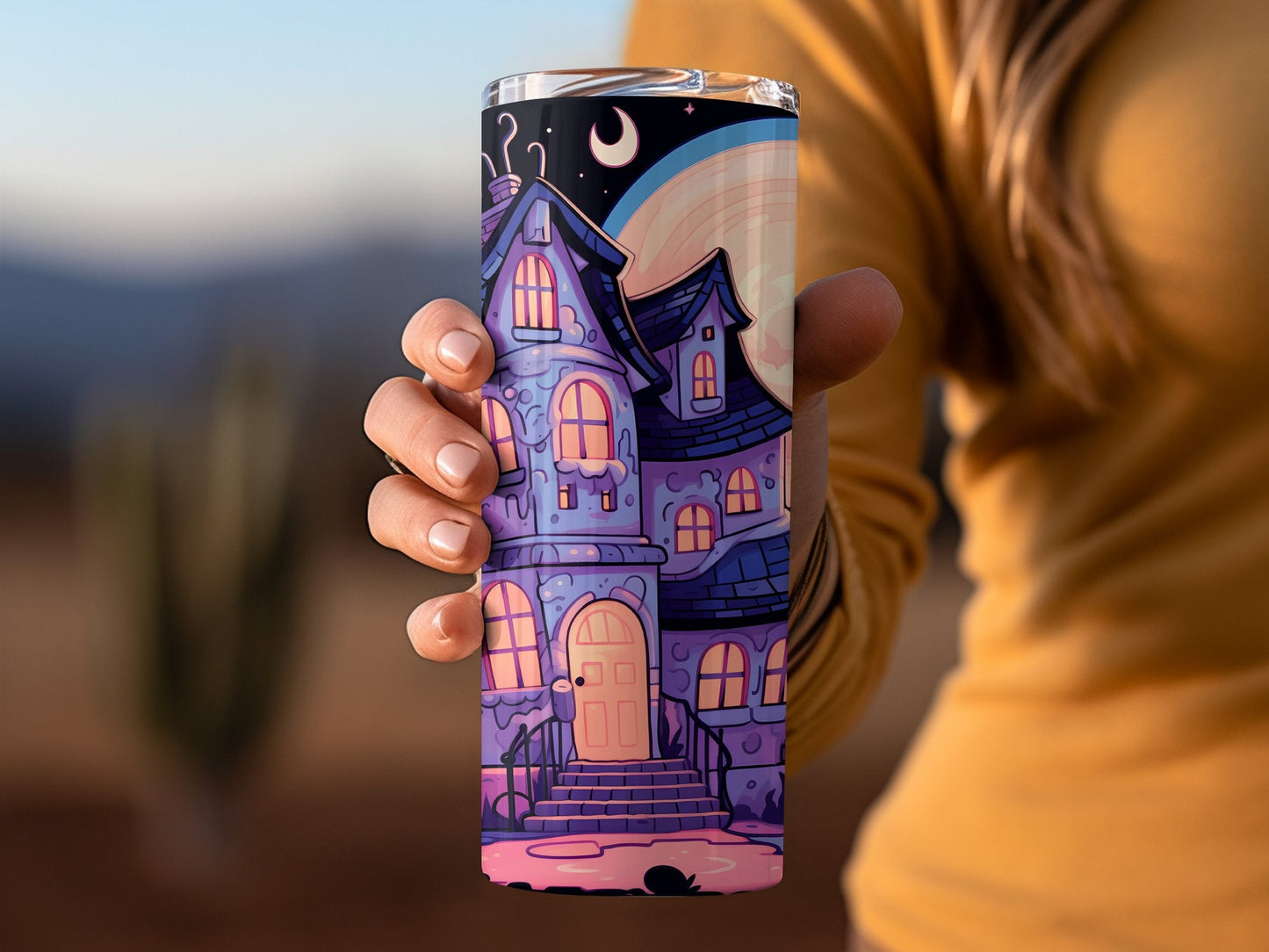 Haunted house dream land 20oz skinny tumbler - Premium tumbler from MyDesigns - Just $26.95! Shop now at Lees Krazy Teez