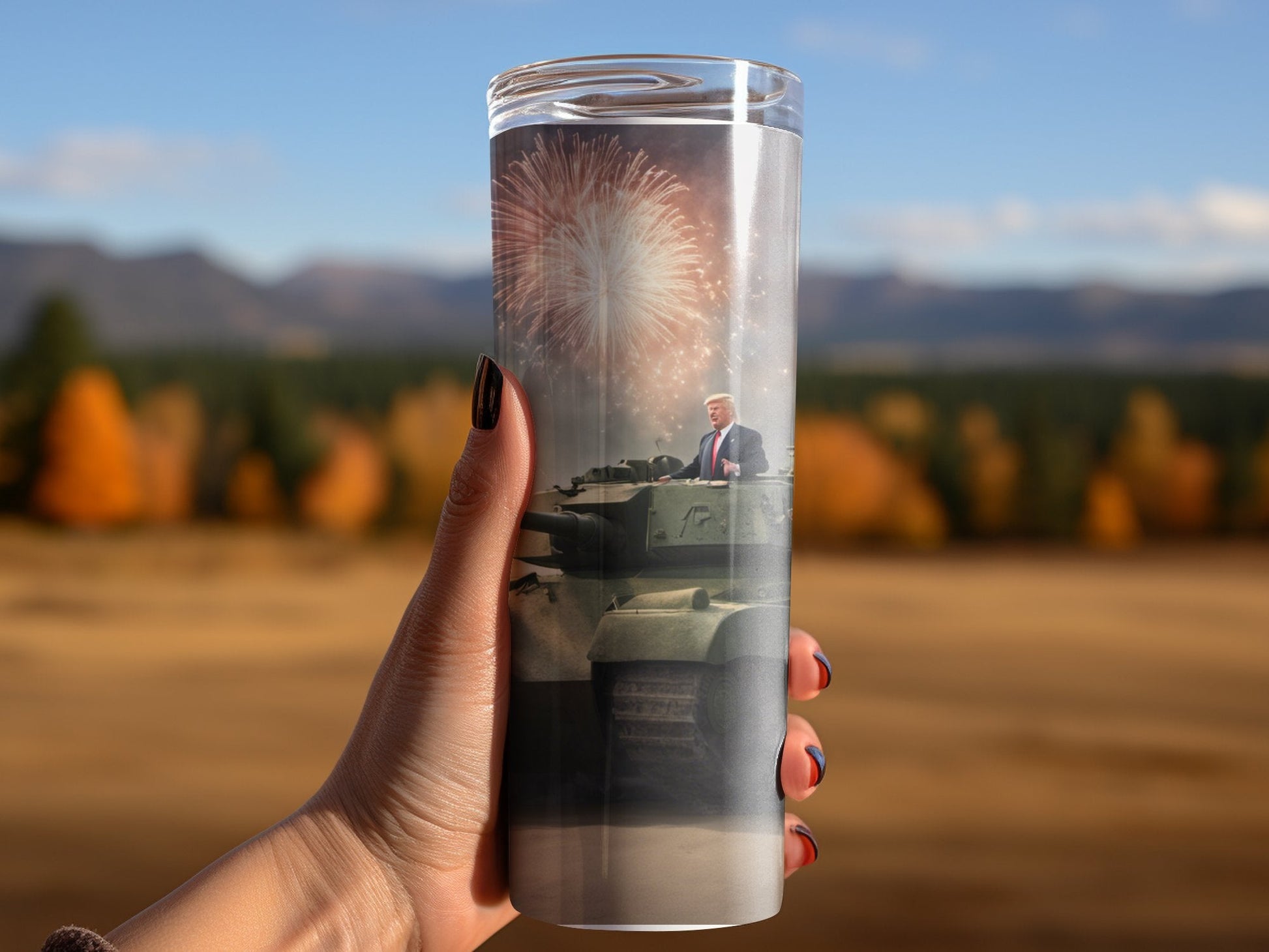 Donald Trump make America great again tank flag 20oz tumbler - Premium tumbler from MyDesigns - Just $29.95! Shop now at Lees Krazy Teez