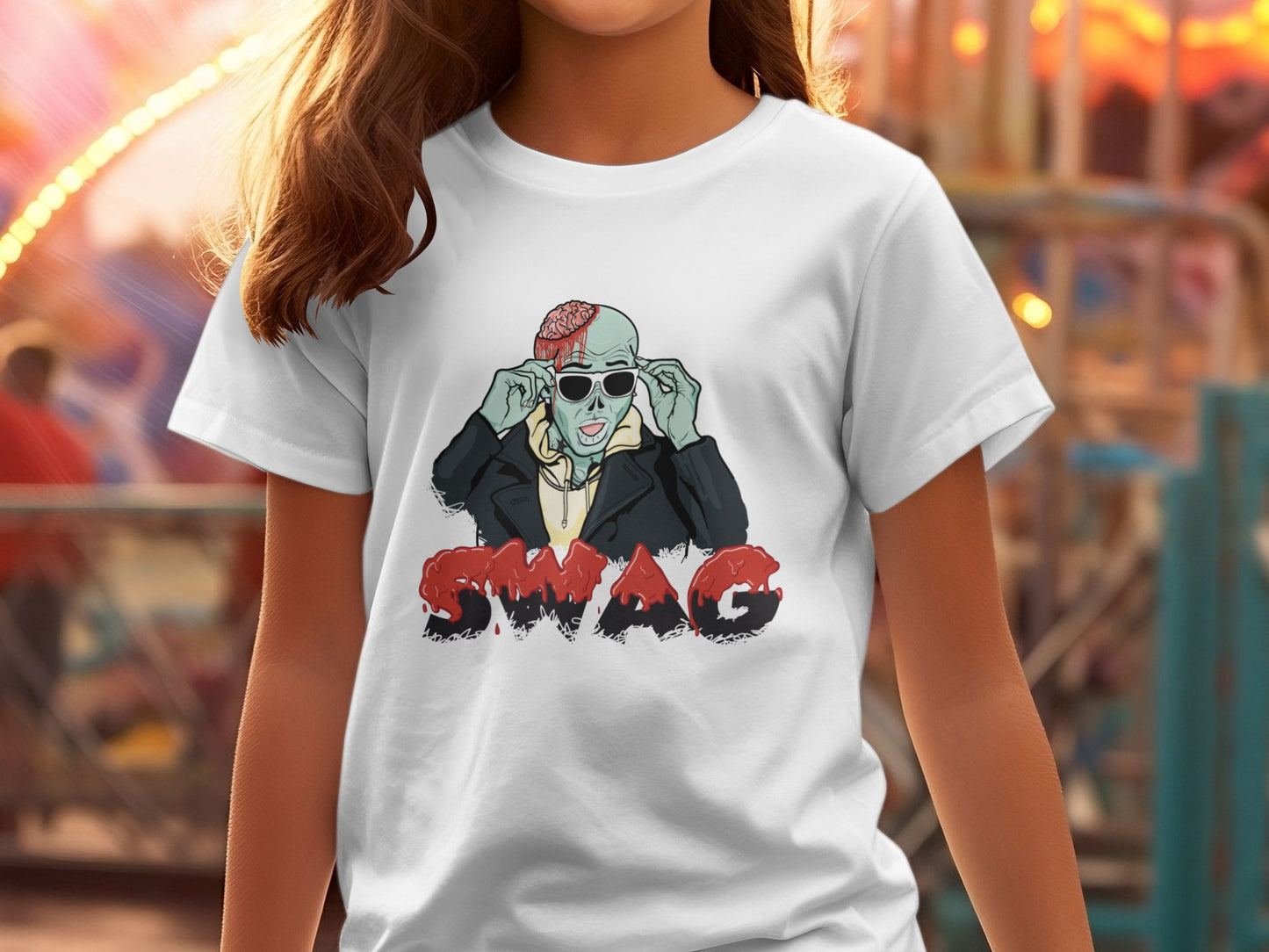 Zombie swag funny Women's Halloween t-shirt - Premium t-shirt from MyDesigns - Just $19.95! Shop now at Lees Krazy Teez