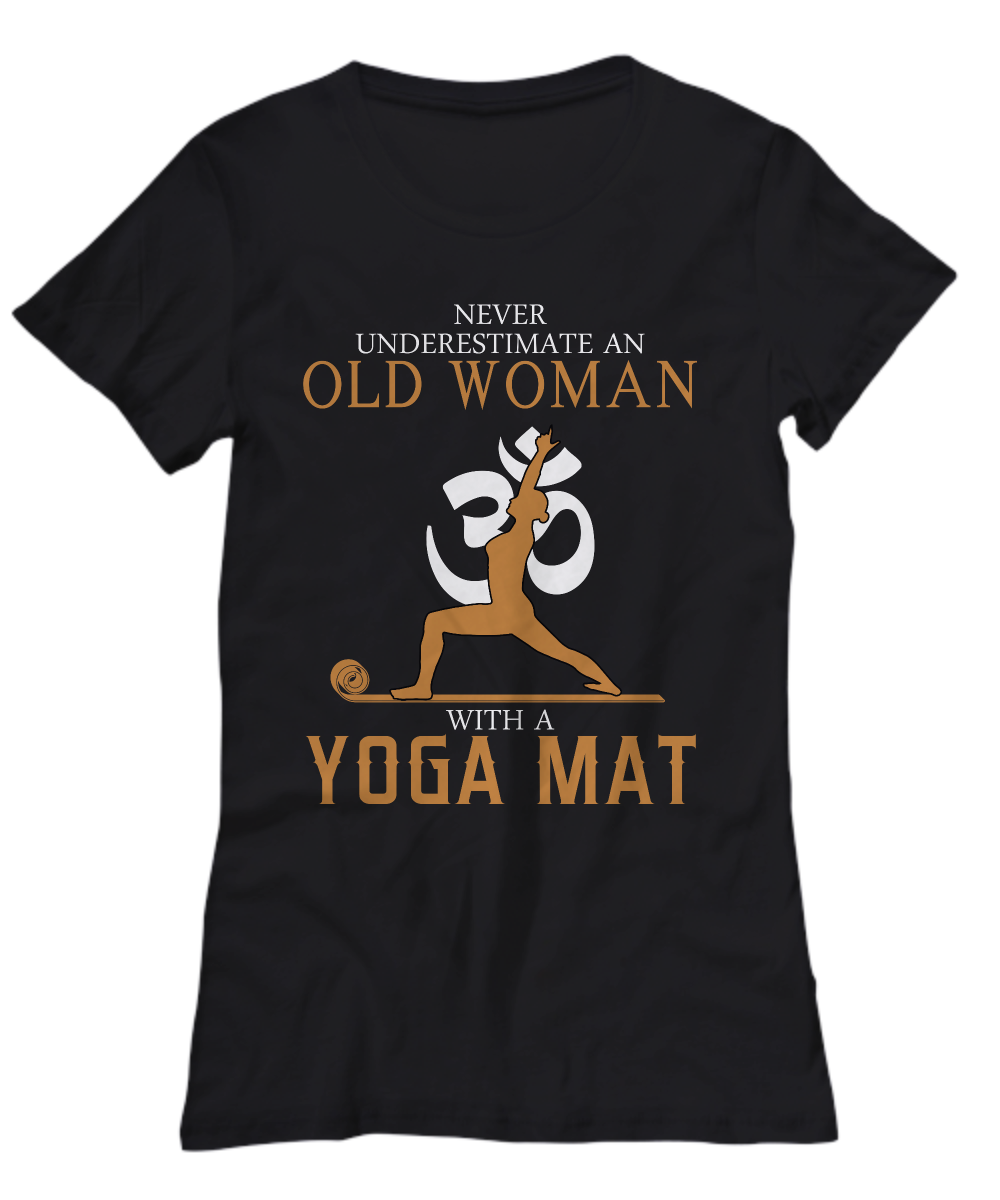 Never Underestimate an Old Woman with a Yoga Mat - Premium t-shirt from MyDesigns - Just $16.95! Shop now at Lees Krazy Teez