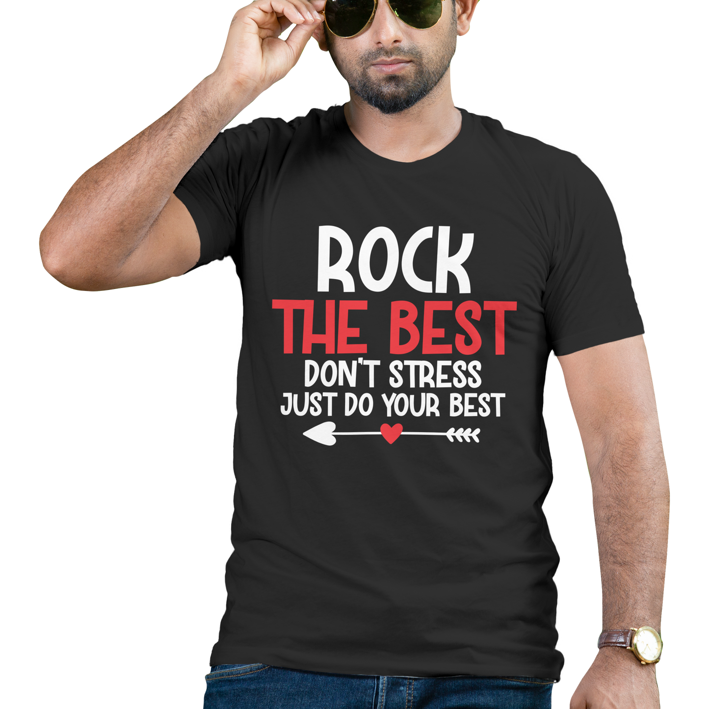 Rock the best dont stress just do your best - Premium t-shirt from MyDesigns - Just $21.95! Shop now at Lees Krazy Teez