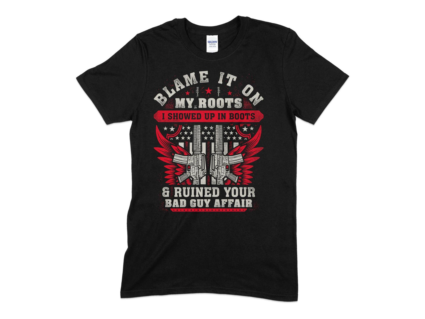 Veteran Showed Up In Boots blame it on my roots - Premium t-shirt from MyDesigns - Just $19.95! Shop now at Lees Krazy Teez