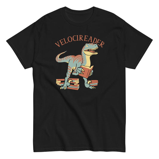 Velocireader dinosaur funny reading books t-shirt - Premium t-shirt from MyDesigns - Just $19.95! Shop now at Lees Krazy Teez