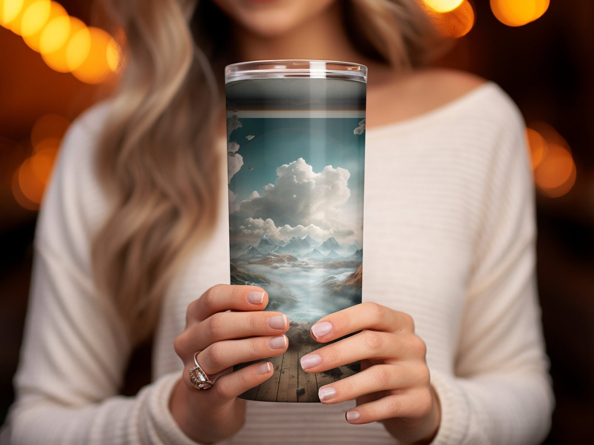 3d vector cloudy art portrait 20oz skinny tumbler - Premium tumbler from MyDesigns - Just $29.95! Shop now at Lees Krazy Teez