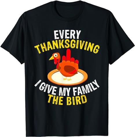 Every Thanksgiving I Give My Family The Bird Turkey T-Shirt - Premium t-shirt from Lees Krazy Teez - Just $19.95! Shop now at Lees Krazy Teez