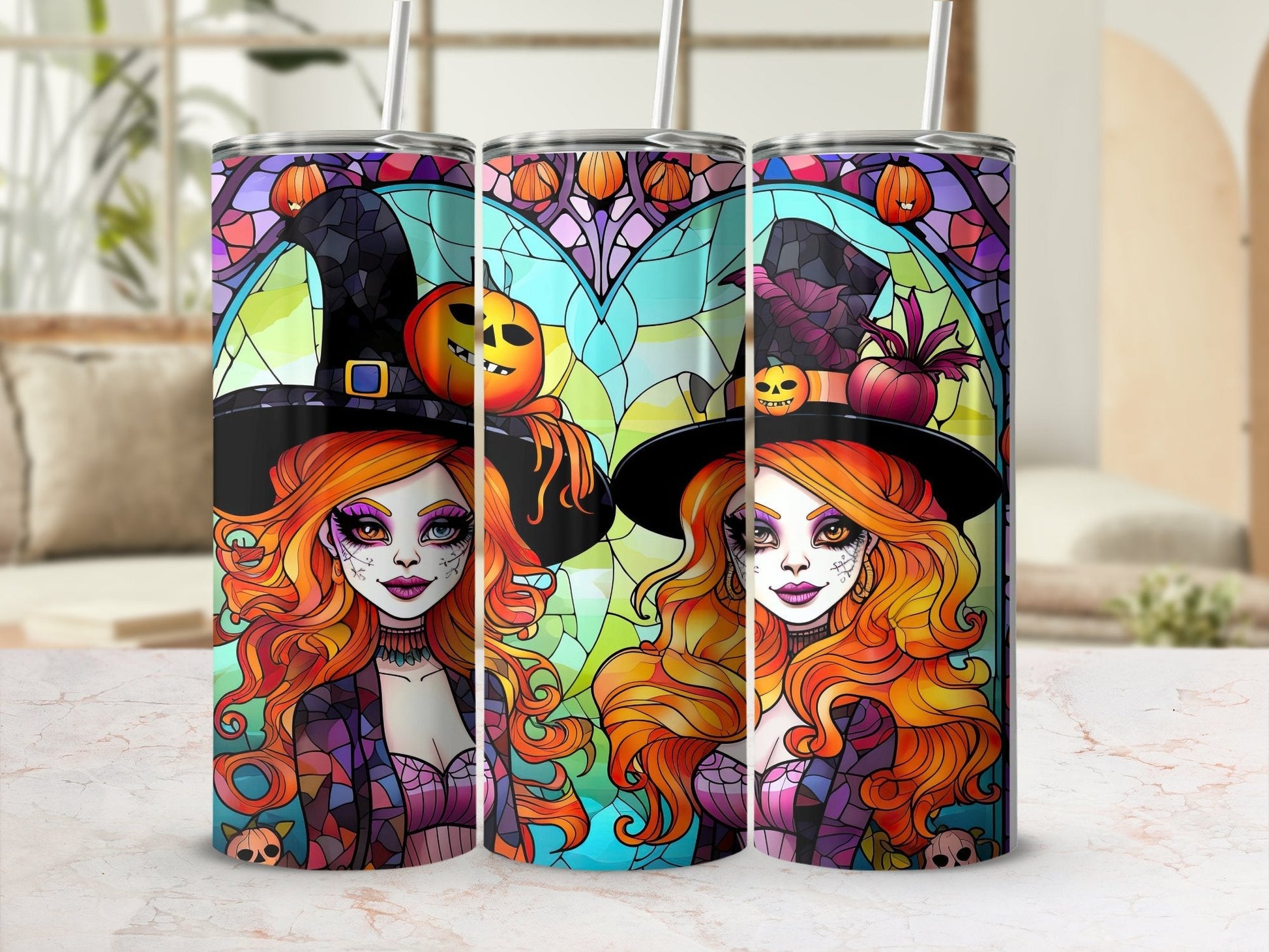 Halloween witch mummys 20oz skinny tumbler - Premium tumbler from MyDesigns - Just $26.95! Shop now at Lees Krazy Teez