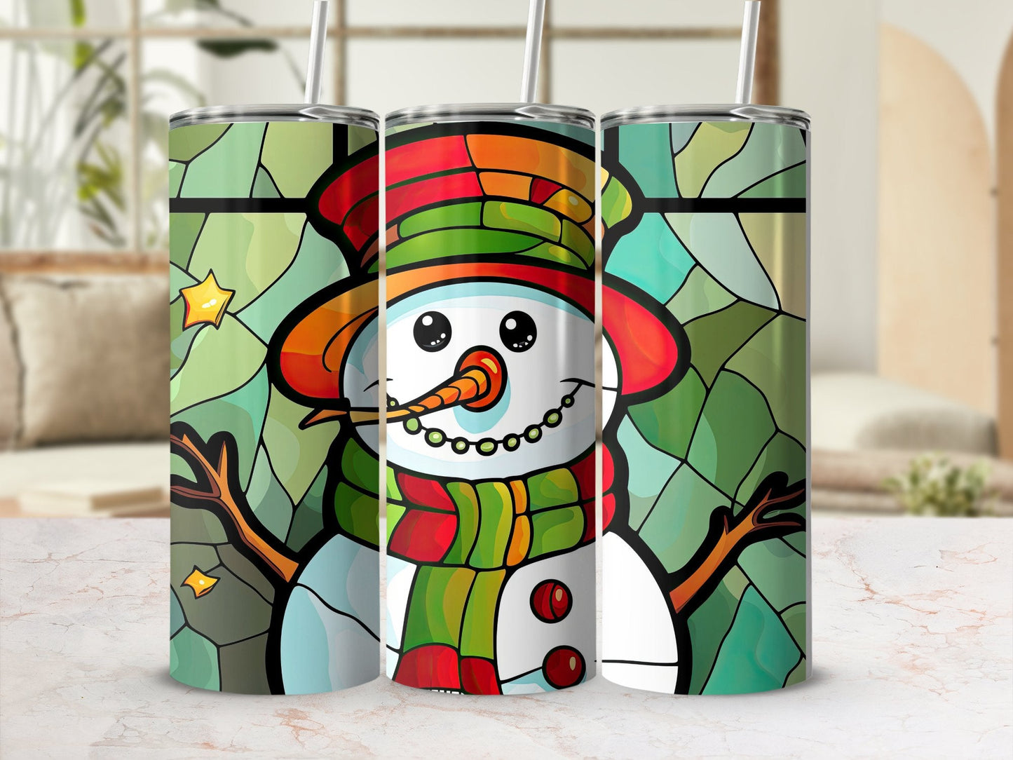 Christmas Stained Glass16 20oz skinny tumbler - Premium tumbler from MyDesigns - Just $26.95! Shop now at Lees Krazy Teez