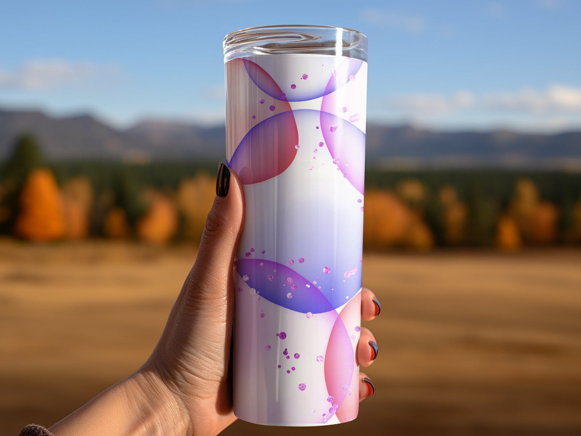 3d purple Summer Bubble Glitter 20oz skinny tumbler - Premium tumbler from MyDesigns - Just $29.95! Shop now at Lees Krazy Teez