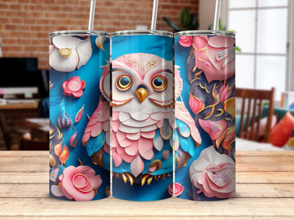 3d pinkowl Pastle 20oz tumbler 20oz skinny tumbler - Premium tumbler from MyDesigns - Just $29.95! Shop now at Lees Krazy Teez