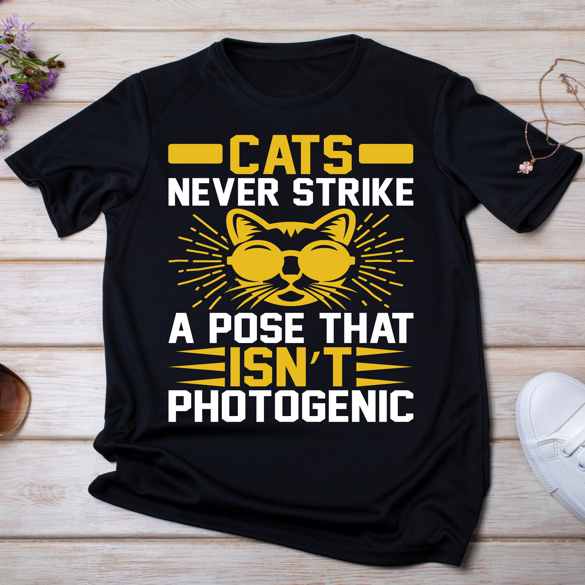 cats never strike a pose that isn't photogenic cat t-shirt - Premium t-shirt from Lees Krazy Teez - Just $19.95! Shop now at Lees Krazy Teez