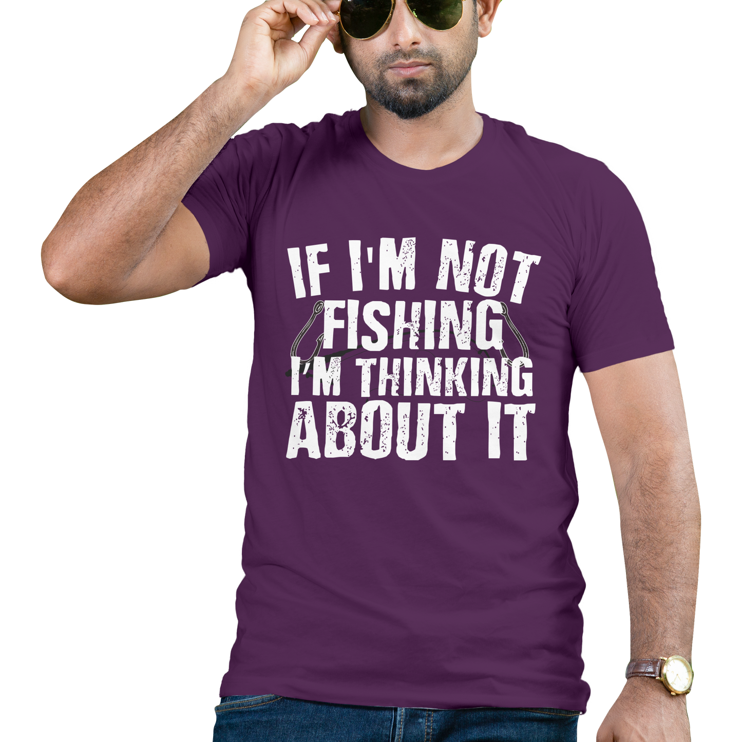if im not fishing im thinking about it t-shirt - Premium t-shirt from MyDesigns - Just $19.95! Shop now at Lees Krazy Teez