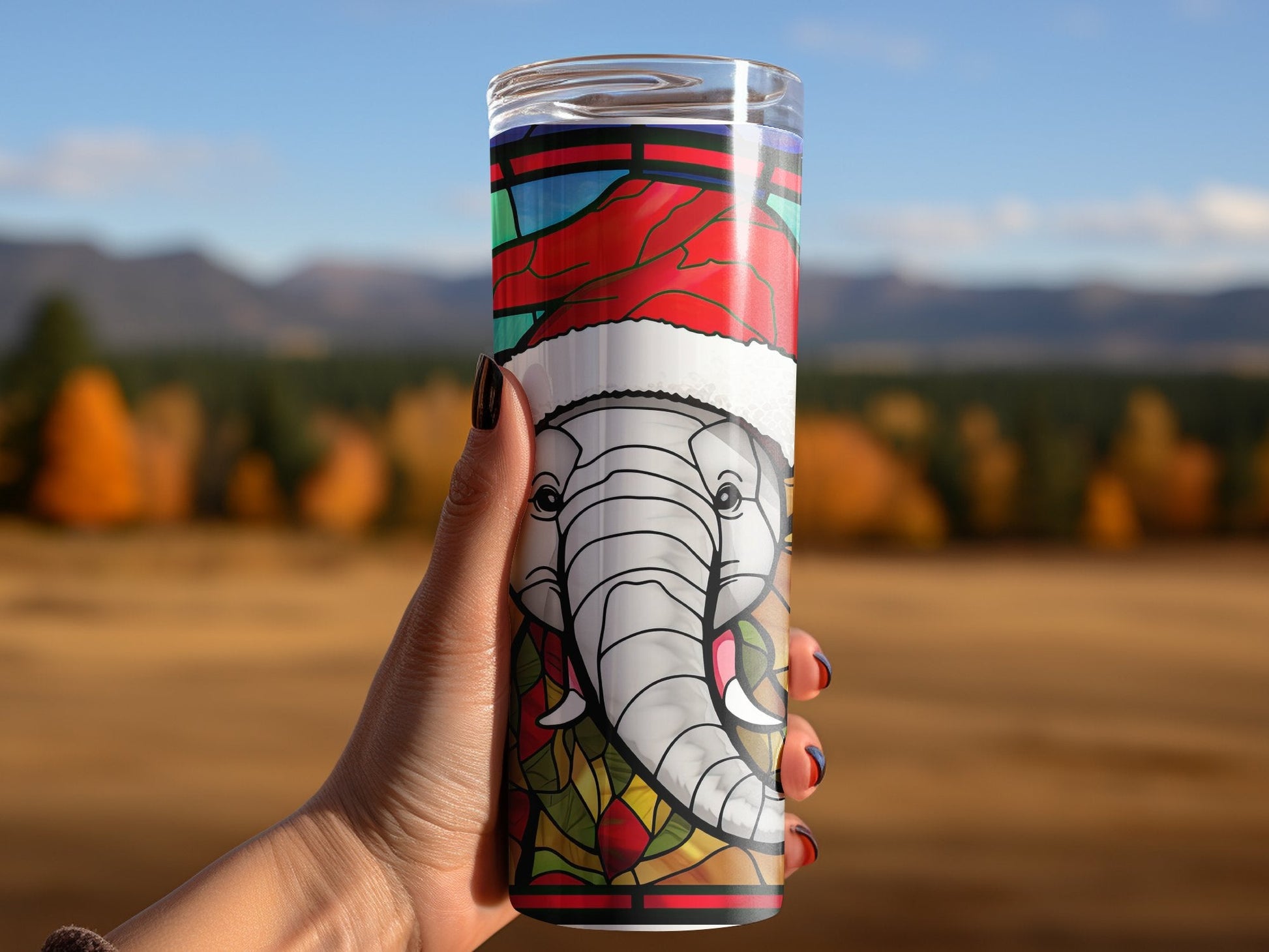 Elephant in santa hat skinny awesome 20oz tumbler - Premium tumbler from MyDesigns - Just $26.95! Shop now at Lees Krazy Teez