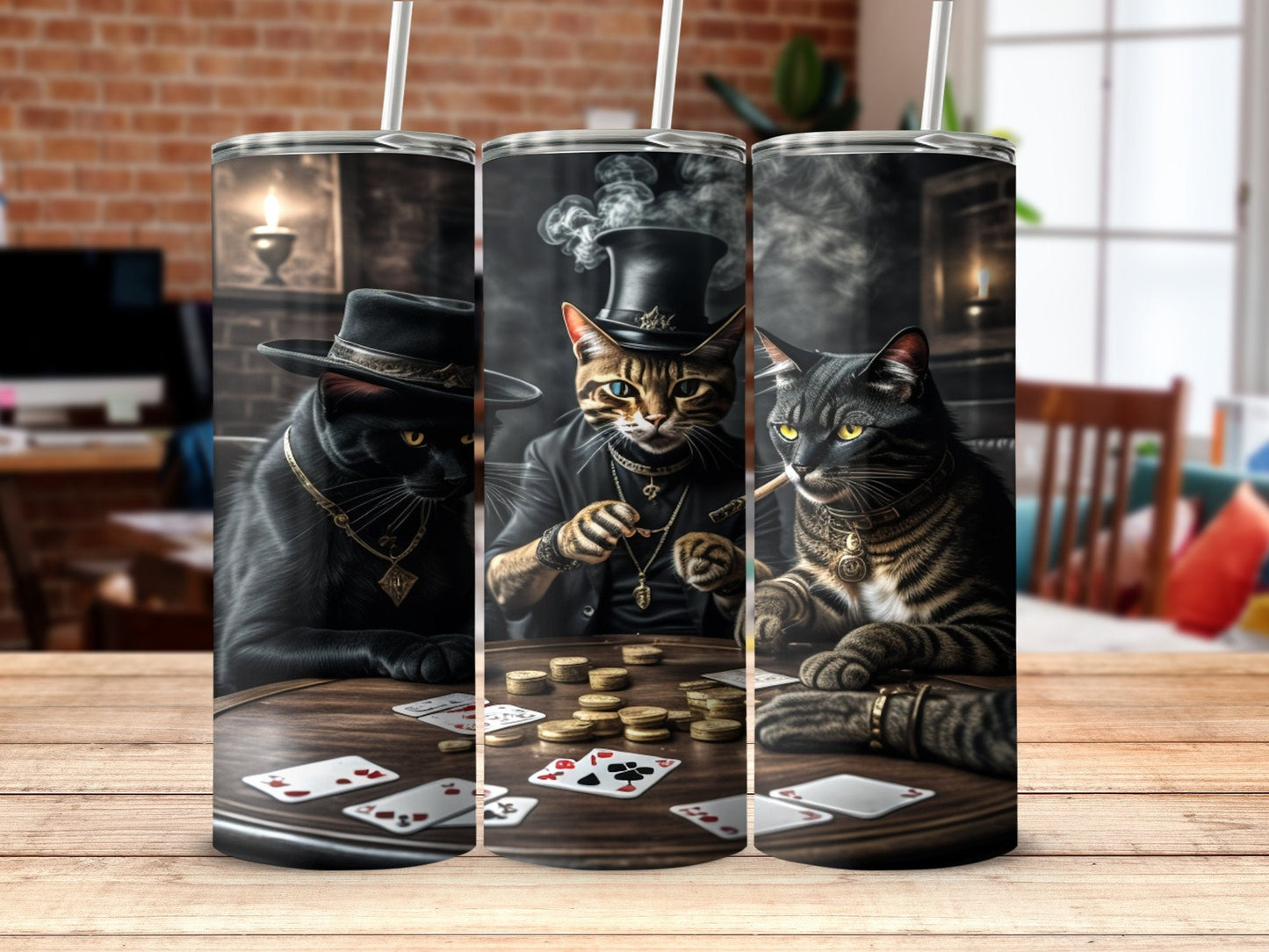 3d gangsta cat tumbler 20oz skinny tumbler - Premium tumbler from MyDesigns - Just $26.95! Shop now at Lees Krazy Teez