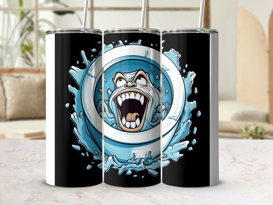 Monster in toilet weird art 20oz skinny tumbler - Premium tumbler from MyDesigns - Just $26.95! Shop now at Lees Krazy Teez