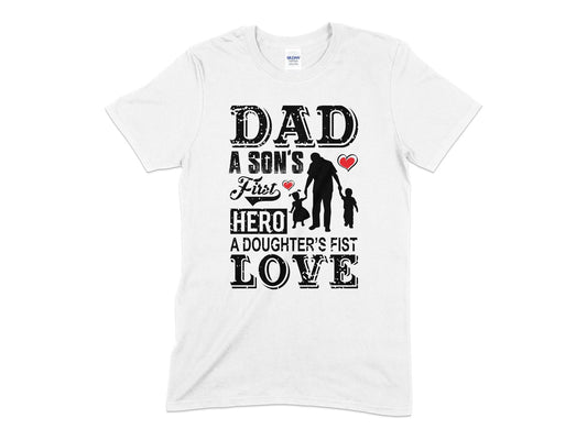 Dad a sons first hero a doughters first love - Premium t-shirt from MyDesigns - Just $17.95! Shop now at Lees Krazy Teez