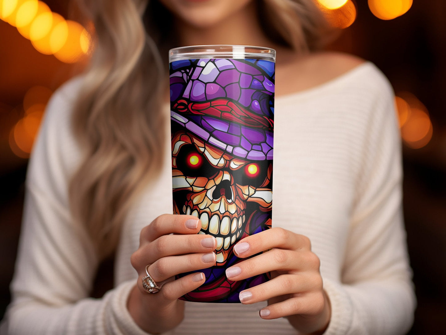 3d scary skull horror 20oz skinny tumbler - Premium tumbler from MyDesigns - Just $29.95! Shop now at Lees Krazy Teez