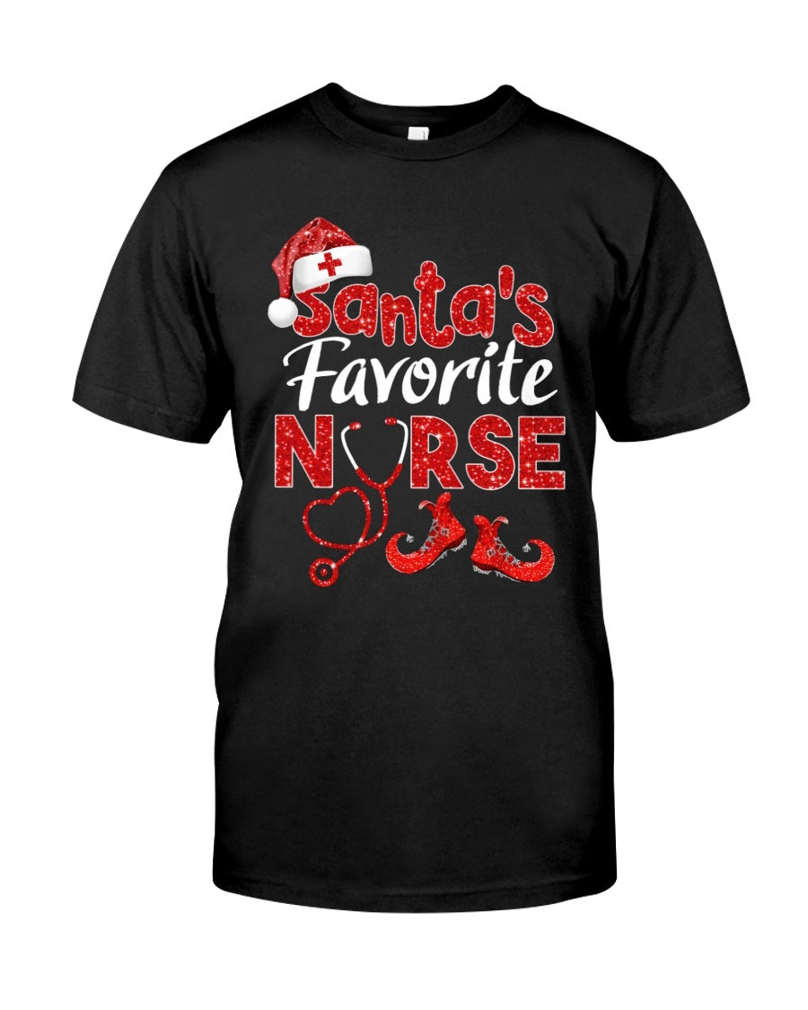 Santas favorite nurse Women's Christmas t-shirt - Premium t-shirt from MyDesigns - Just $16.95! Shop now at Lees Krazy Teez