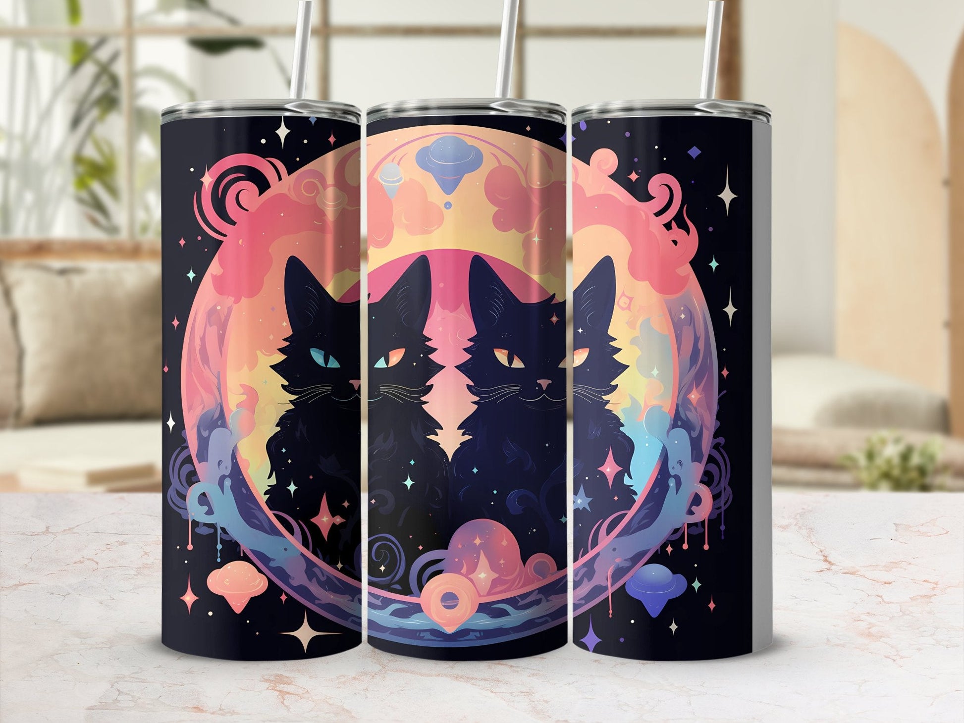 Black cats under the moon 20oz skinny tumbler - Premium tumbler from MyDesigns - Just $29.95! Shop now at Lees Krazy Teez