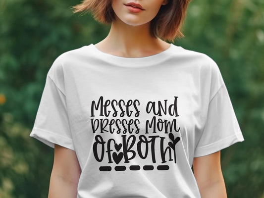 Messes and Dresses Mom Of Both Women's Ladies t-shirt - Premium t-shirt from MyDesigns - Just $19.95! Shop now at Lees Krazy Teez