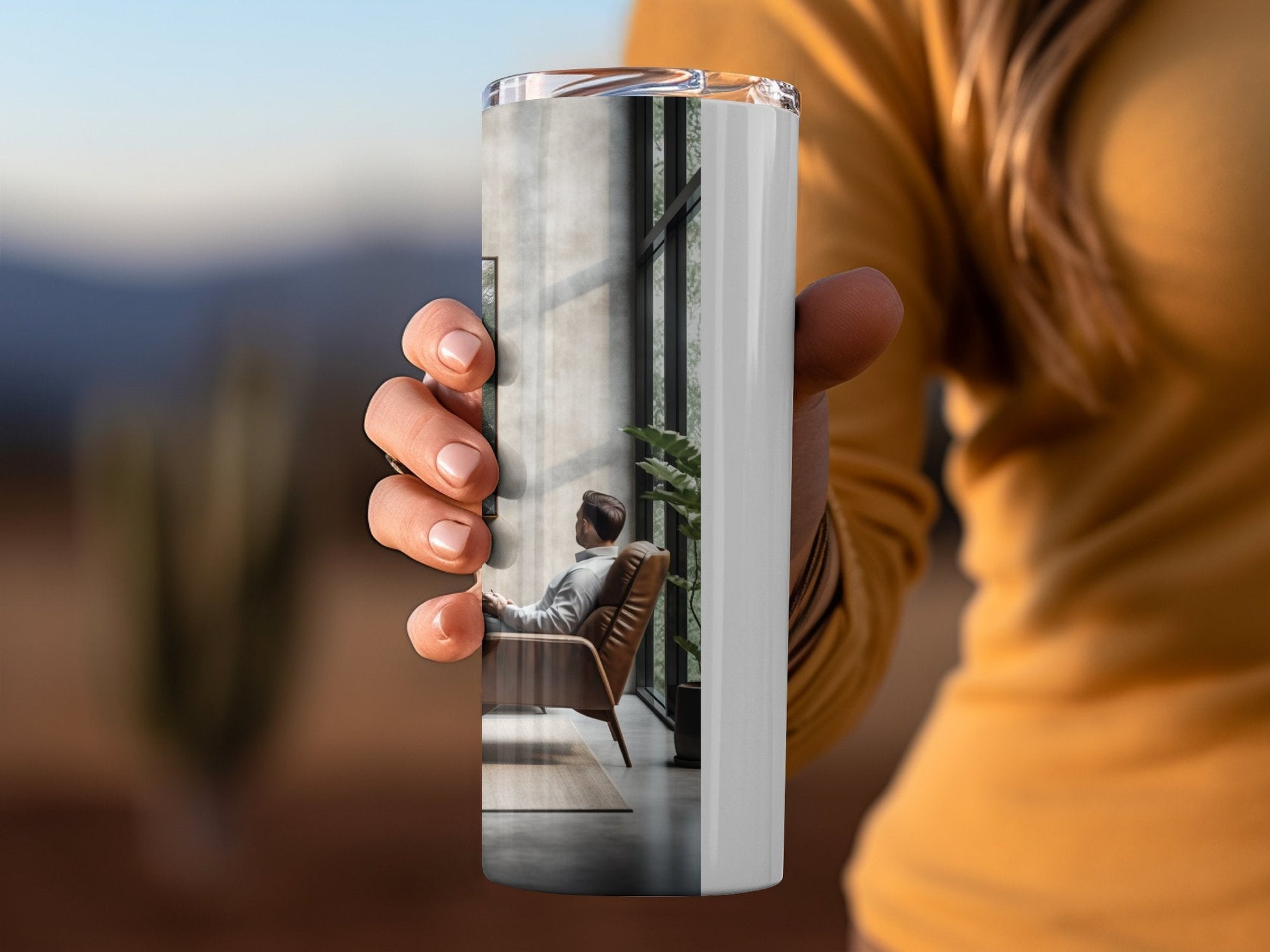 Light interior with amazingly beautiful wall painting tumbler - Premium tumbler from MyDesigns - Just $29.95! Shop now at Lees Krazy Teez