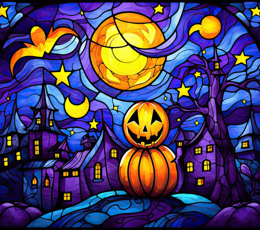 3d Pumpkin night moon Halloween 20oz tumbler - Premium tumbler from MyDesigns - Just $29.95! Shop now at Lees Krazy Teez
