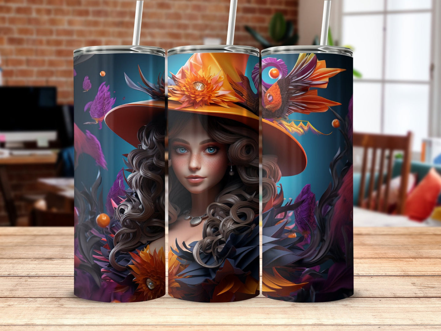 3d witch starring 20oz skinny tumbler - Premium tumbler from MyDesigns - Just $26.95! Shop now at Lees Krazy Teez