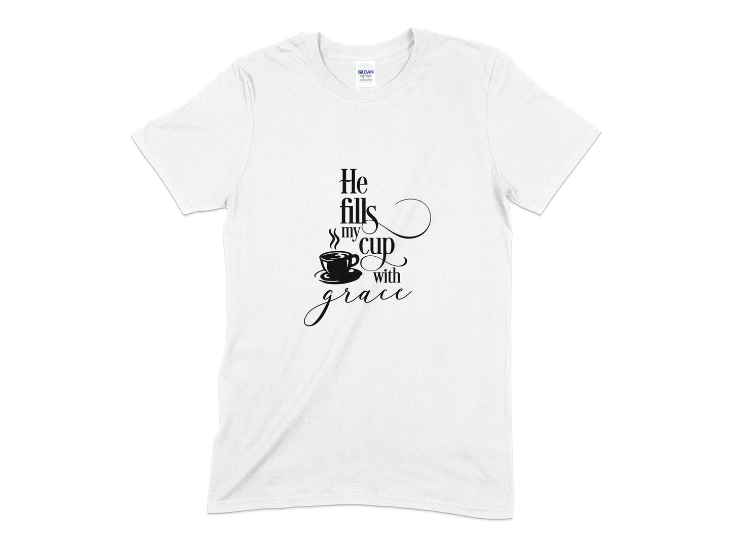 He fills my cup with grace t-shirt - Premium t-shirt from MyDesigns - Just $18.95! Shop now at Lees Krazy Teez