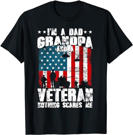I'm A Dad Grandpa And Veteran Fathers Day Papa Grandpa T-Shirt - Premium t-shirt from MyDesigns - Just $19.95! Shop now at Lees Krazy Teez