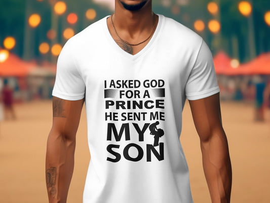 I asked God for a prince Men's awesome t-shirt - Premium t-shirt from MyDesigns - Just $19.95! Shop now at Lees Krazy Teez