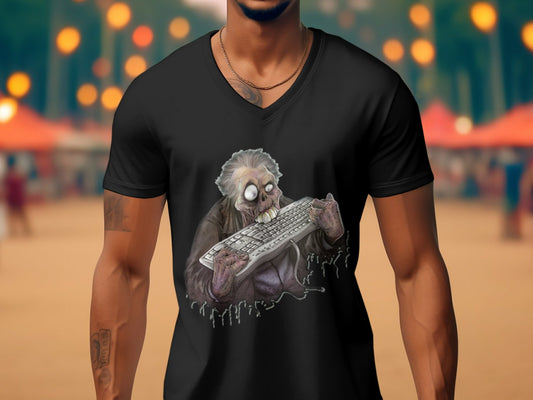 Evil demonic zombie eating fish Halloween Men's tee - Premium t-shirt from MyDesigns - Just $19.95! Shop now at Lees Krazy Teez