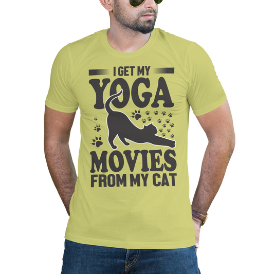 I get my yoga movies from my cat t-shirt - Premium t-shirt from MyDesigns - Just $16.95! Shop now at Lees Krazy Teez