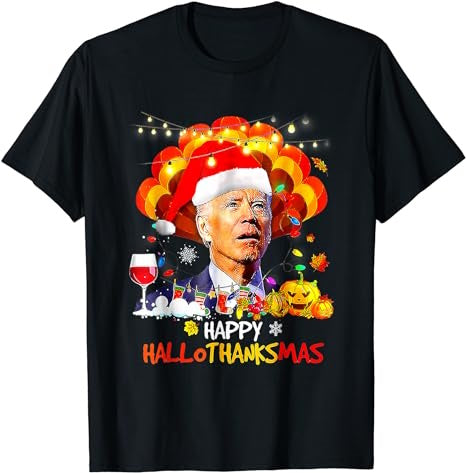 Funny Joe Biden Happy Hallothanksmas Merry Halloween T-Shirt - Premium t-shirt from Lees Krazy Teez - Just $19.95! Shop now at Lees Krazy Teez