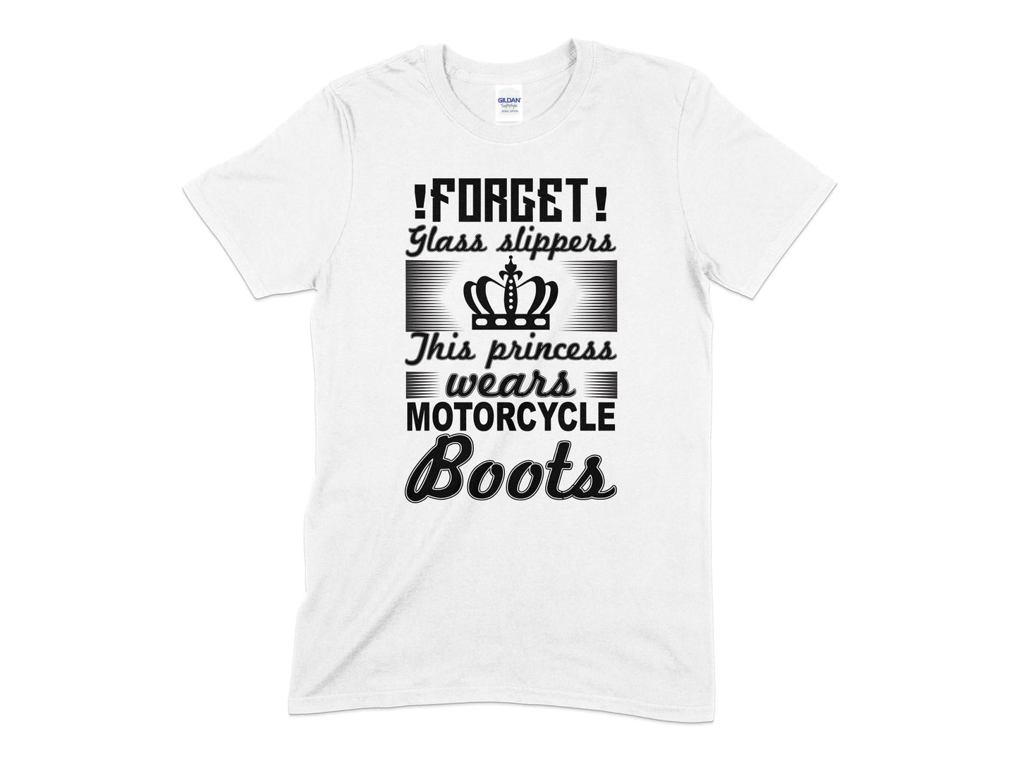 Forget glass slippers this princess wears motorcycle boots t-shirt - Premium t-shirt from MyDesigns - Just $19.95! Shop now at Lees Krazy Teez