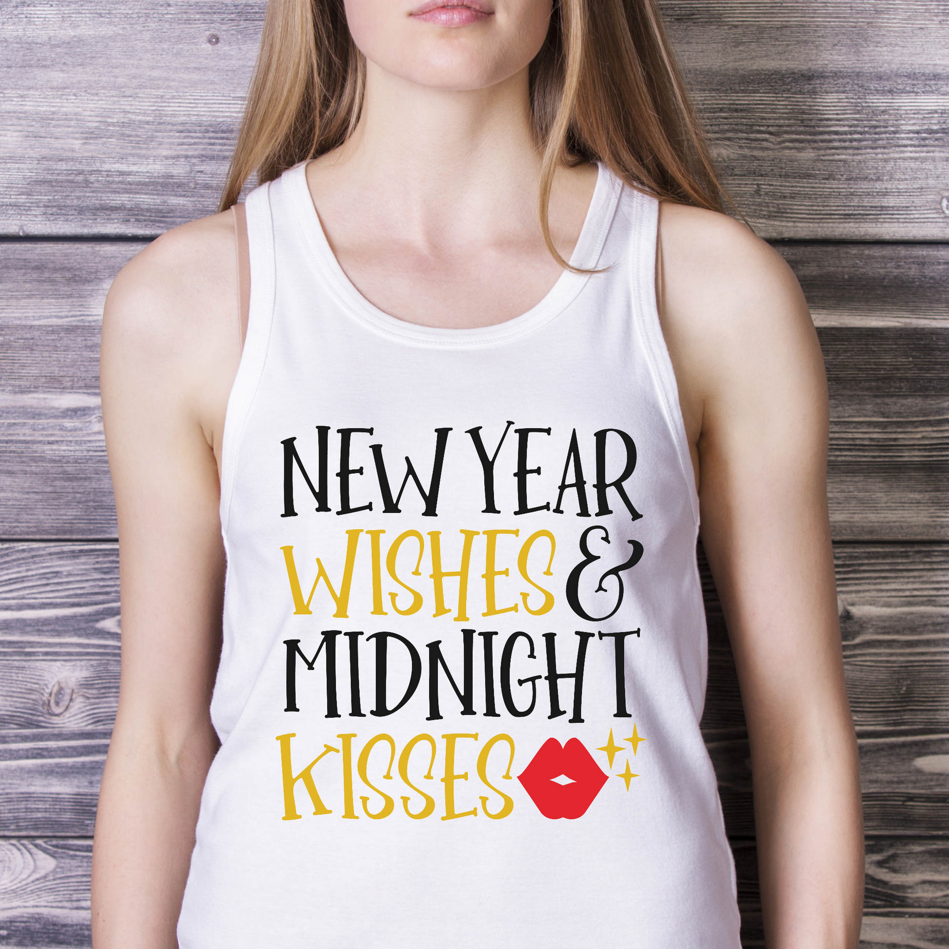 New year wishes and midnight kisses Women's tank top shirt - Premium t-shirt from MyDesigns - Just $21! Shop now at Lees Krazy Teez