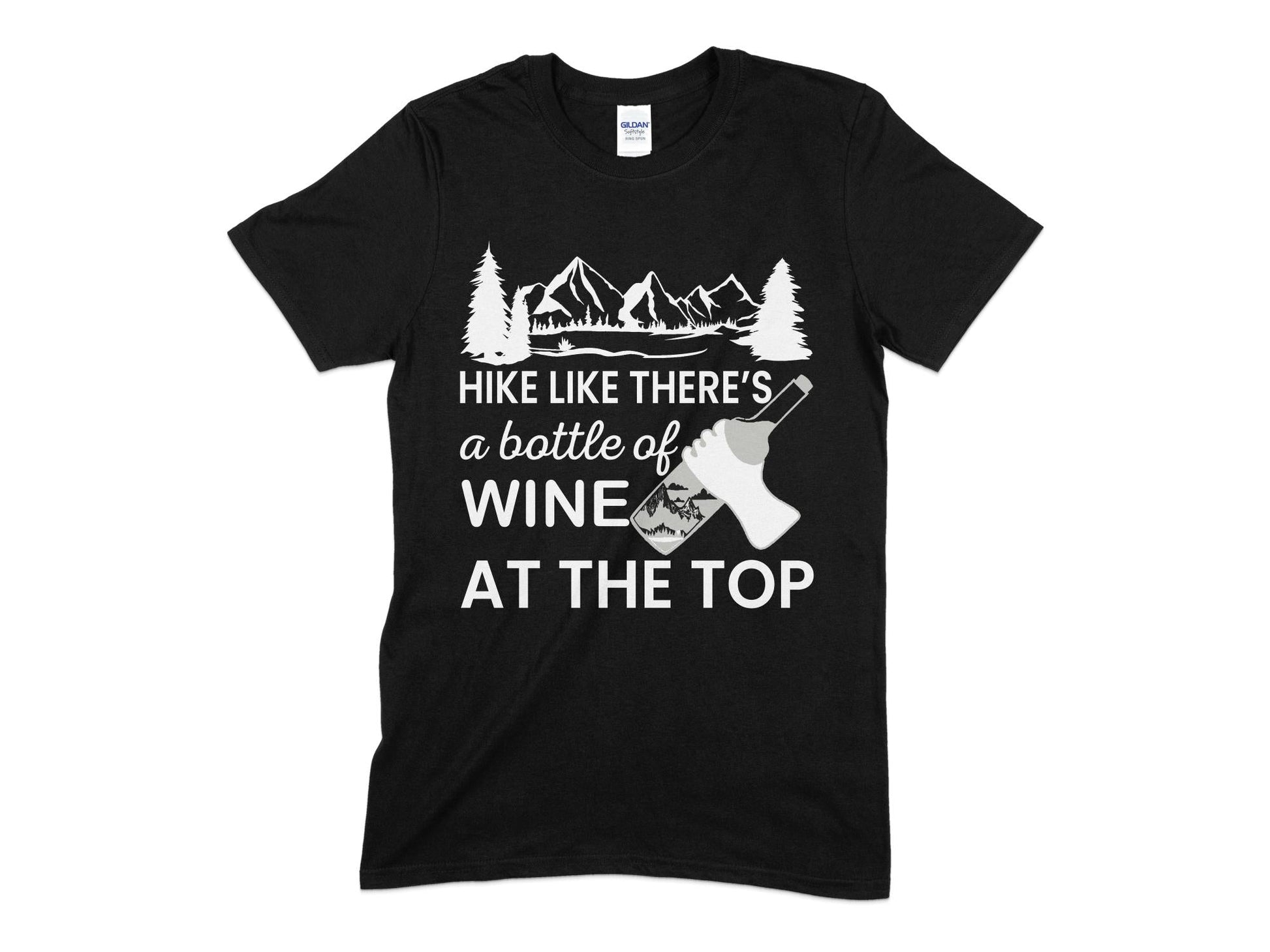 Hike like theres a bottle of wine at the top hiking t-shirt - Premium t-shirt from MyDesigns - Just $19.95! Shop now at Lees Krazy Teez