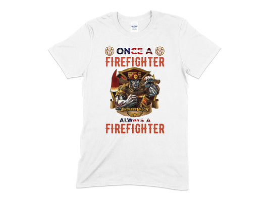 Once a firefighter always a firefighter Unisex Men's Women's t-shirt - Premium t-shirt from MyDesigns - Just $19.95! Shop now at Lees Krazy Teez