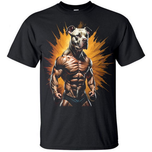 Pit Bull Power: Muscles and Might - Funny bodybuilding dog t-shirt - Premium t-shirt from Lees Krazy Teez - Just $19.95! Shop now at Lees Krazy Teez