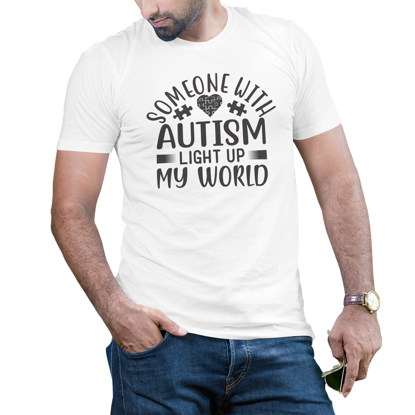 Some one with autism light up my world t-shirt - Premium t-shirt from MyDesigns - Just $19.95! Shop now at Lees Krazy Teez