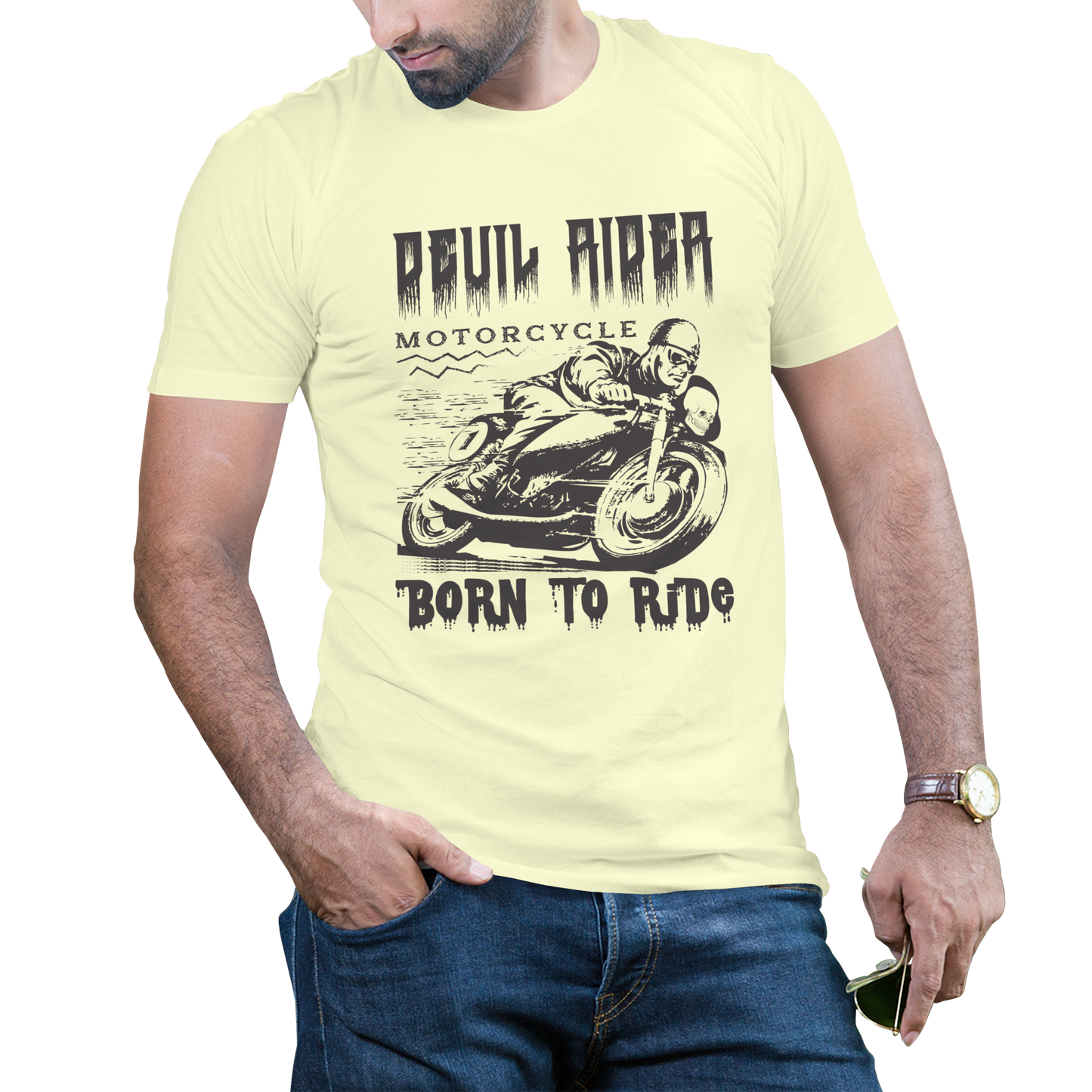 Devil rider born to ride t-shirt - Premium t-shirt from MyDesigns - Just $16.95! Shop now at Lees Krazy Teez